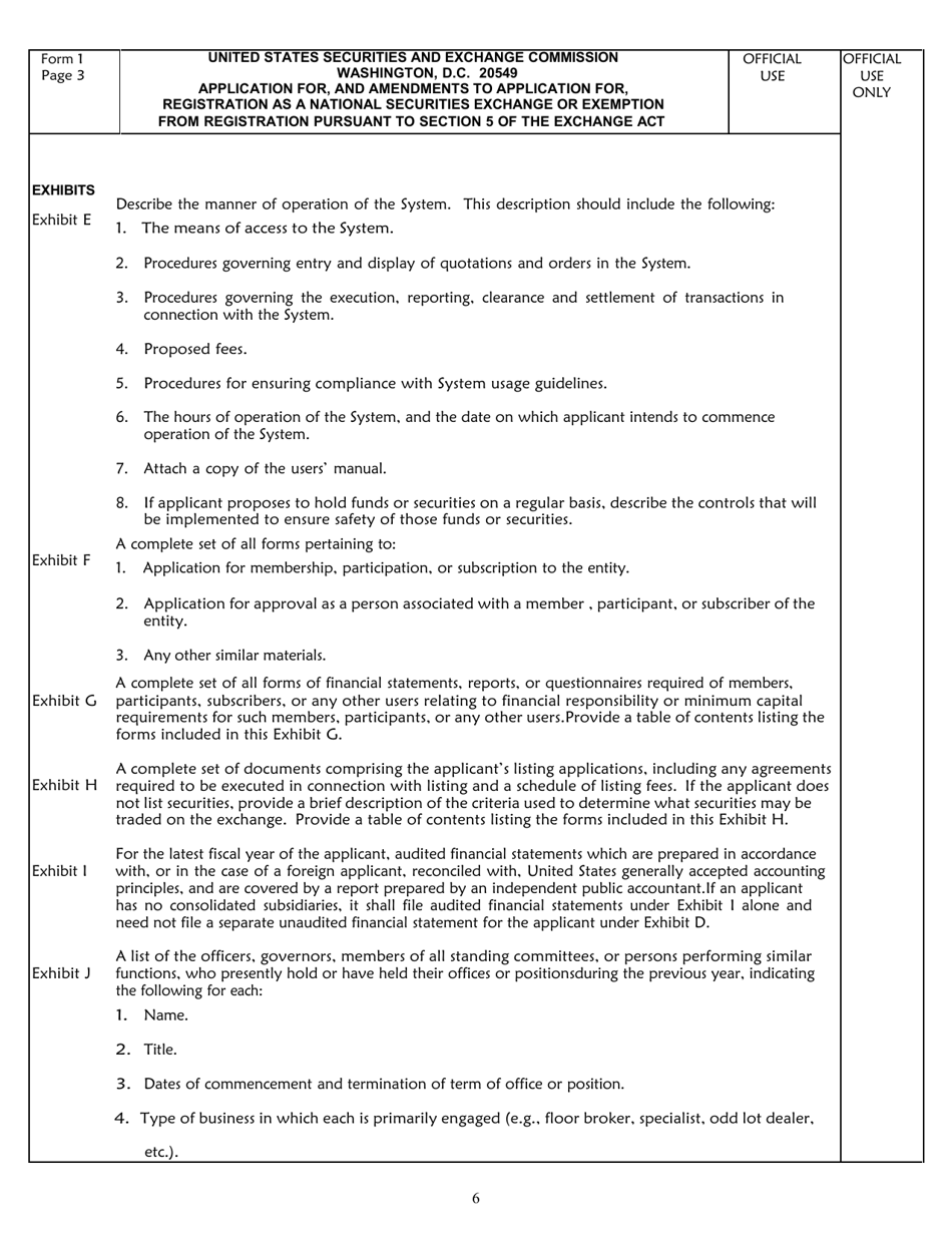 Form 1 (SEC Form 1935) Application for, and Amendments to Application for, Registration as a National Securities Exchange or Exemption From Registration Pursuant to Section 5 of the Exchange Act, Page 6