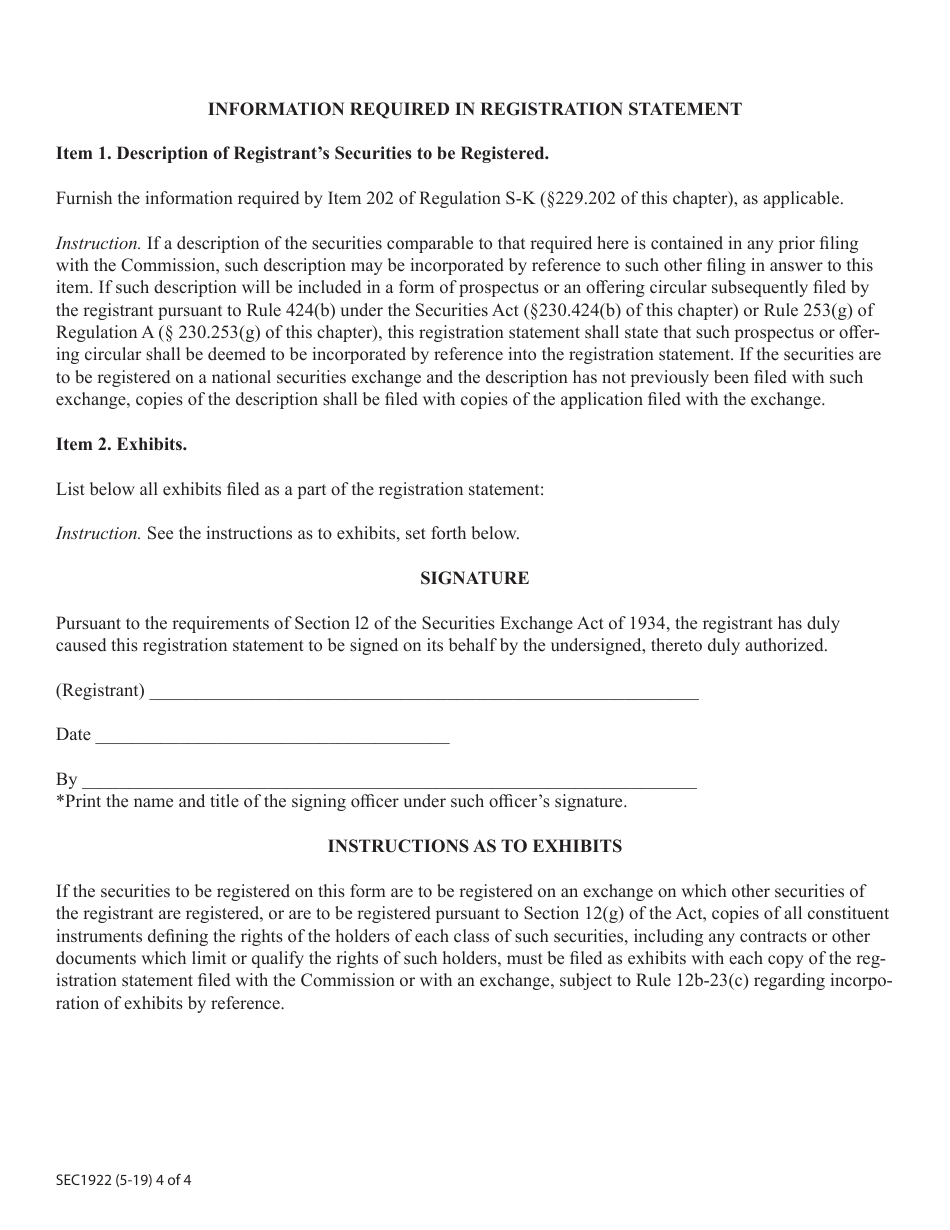 Form 8-A (SEC Form 1922) Registration of Certain Classes of Securities Pursuant to Section 12(B) or (G) of the Securities Exchange Act of 1934, Page 4