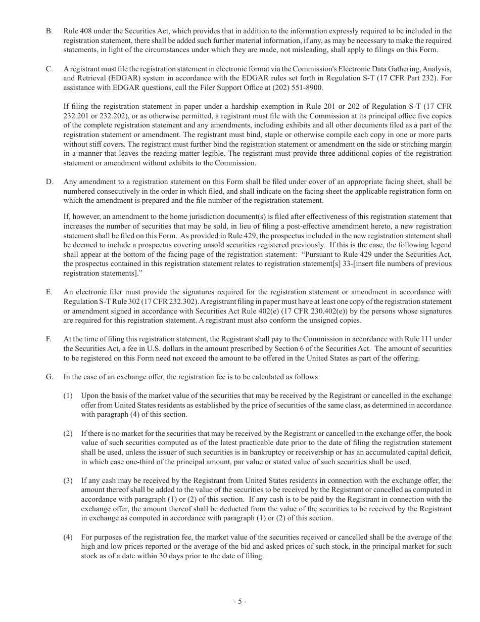 Form F-80 (SEC Form 2282) Registration Statement Under the Securities Act of 1933, Page 5