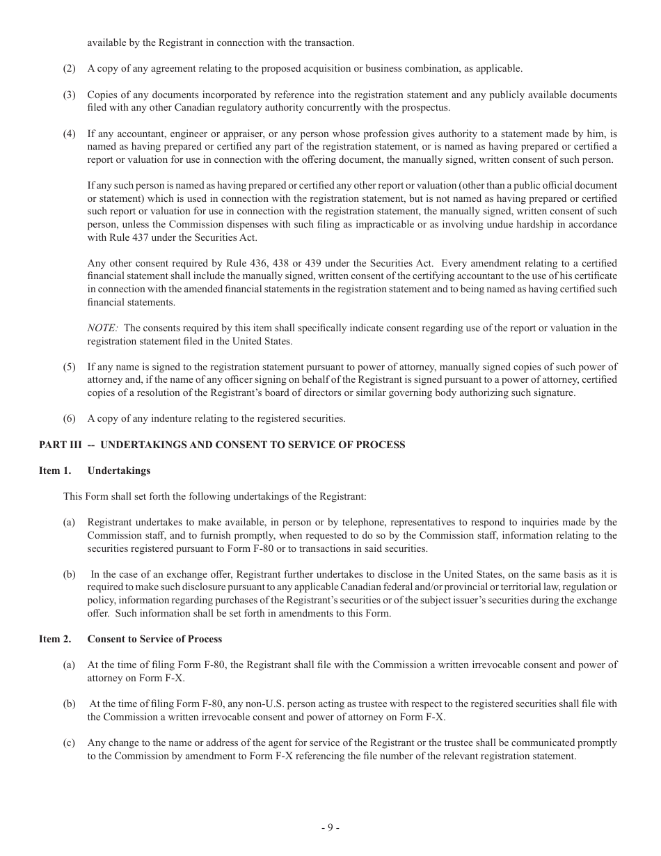Form F-80 (SEC Form 2282) Registration Statement Under the Securities Act of 1933, Page 9
