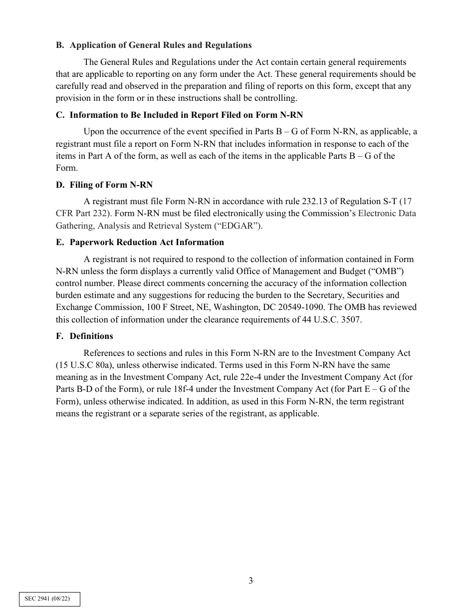 Form N-RN (SEC Form 2941) Current Report for Registered Management Investment Companies and Business Development Companies, Page 3