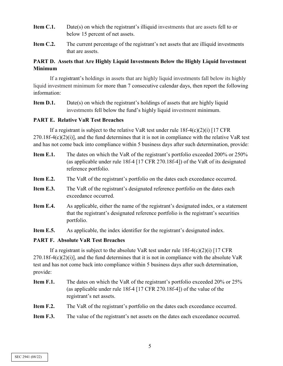 Form N-RN (SEC Form 2941) Current Report for Registered Management Investment Companies and Business Development Companies, Page 5