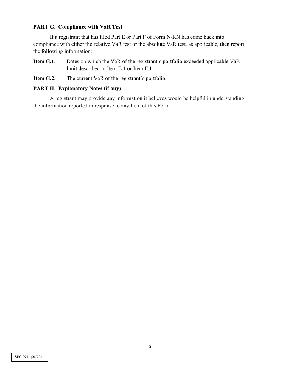 Form N-RN (SEC Form 2941) Current Report for Registered Management Investment Companies and Business Development Companies, Page 6