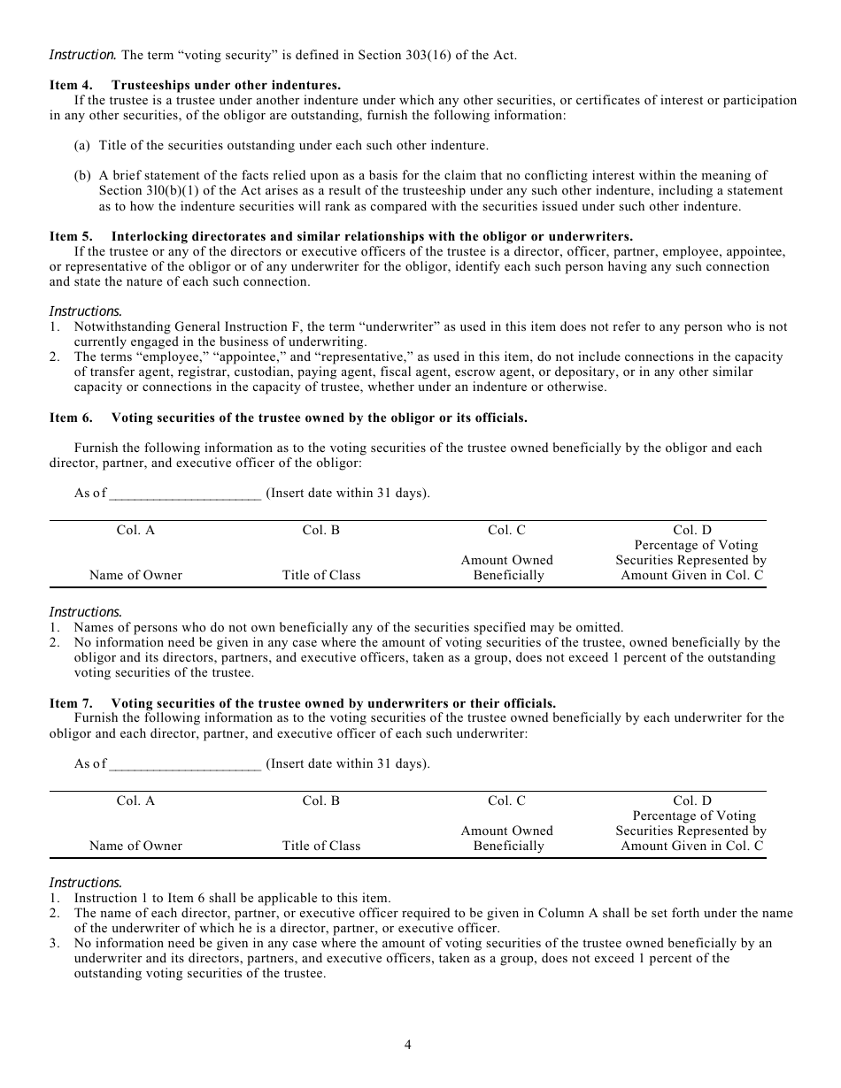 Form T-6 (SEC Form 2275) Application Under Section 310(A)(1) of the Trust Indenture Act of 1939 for Determination of Eligibility of a Foreign Personal to Act as Institutional Trustee, Page 4
