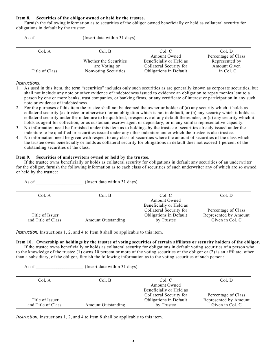 Form T-6 (SEC Form 2275) Application Under Section 310(A)(1) of the Trust Indenture Act of 1939 for Determination of Eligibility of a Foreign Personal to Act as Institutional Trustee, Page 5