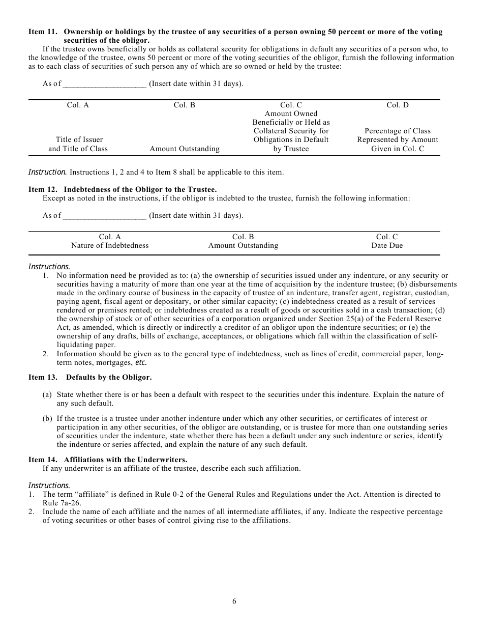 Form T-6 (SEC Form 2275) Application Under Section 310(A)(1) of the Trust Indenture Act of 1939 for Determination of Eligibility of a Foreign Personal to Act as Institutional Trustee, Page 6