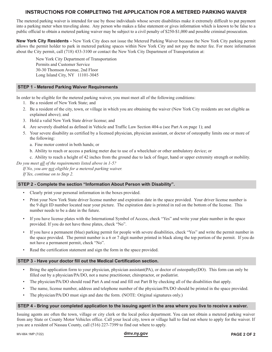 Form MV-664.1MP Download Fillable PDF or Fill Online Application for a ...