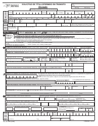 Document preview: Formulario MV-82ITPS Solicitud De Titulo/Permiso En Transito - New York (Spanish)