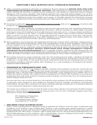 Form MV-664.1P Application for License Plates or Parking Permits for People With Severe Disabilities - New York (Polish), Page 2
