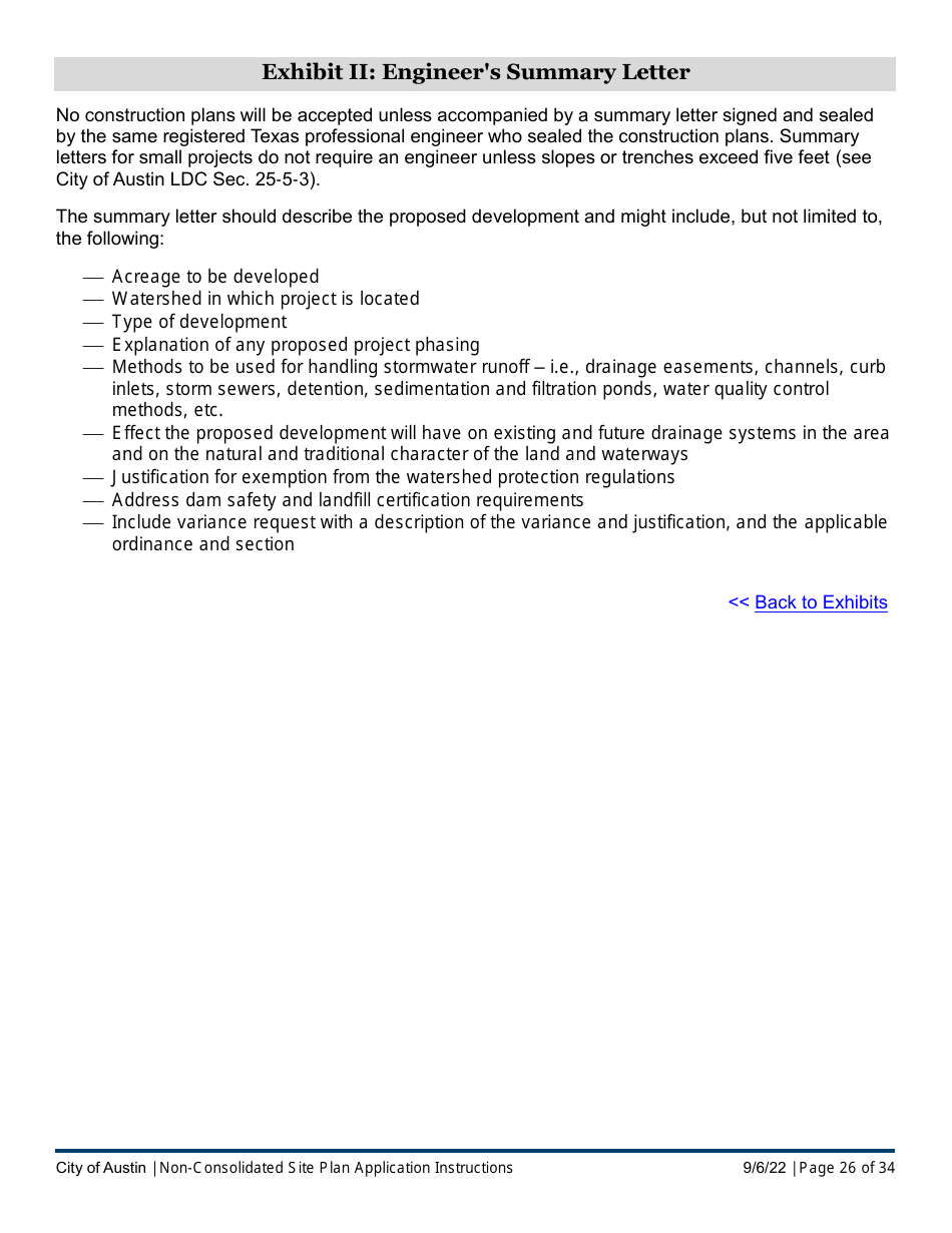 Instructions for Non-consolidated Site Plan Application - Construction Element (B Plan / D Plan) - City of Austin, Texas, Page 26