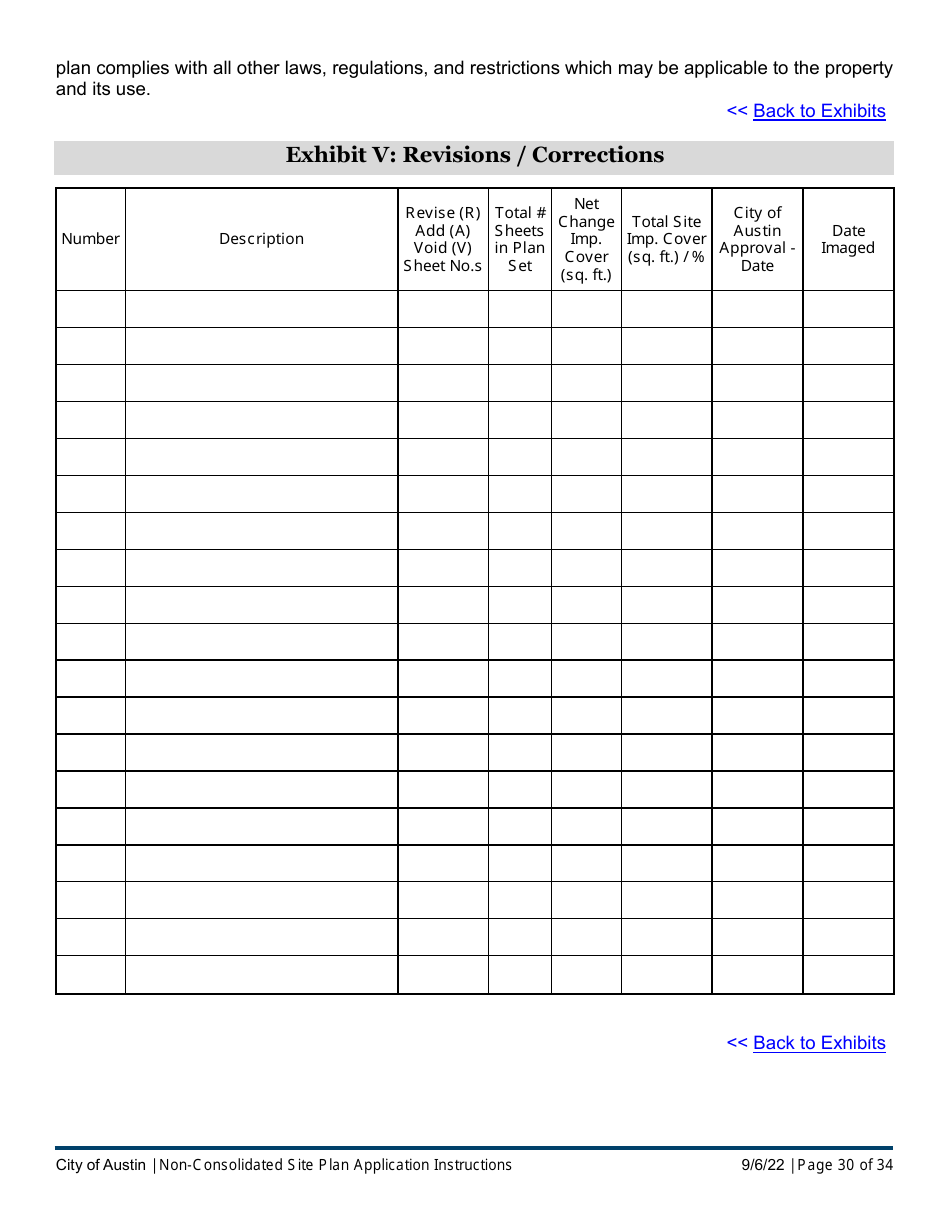 Instructions for Non-consolidated Site Plan Application - Construction Element (B Plan / D Plan) - City of Austin, Texas, Page 30