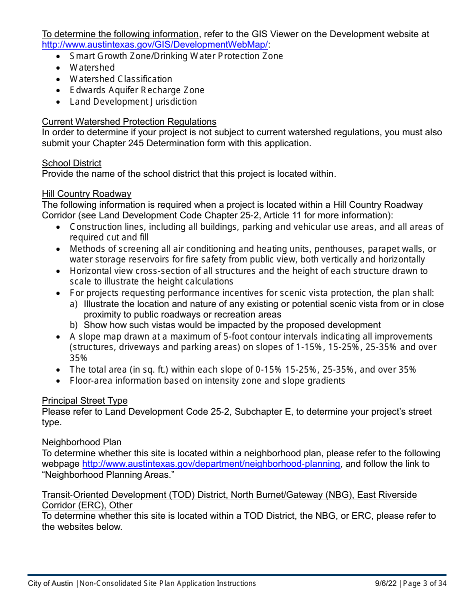 Instructions for Non-consolidated Site Plan Application - Construction Element (B Plan / D Plan) - City of Austin, Texas, Page 3