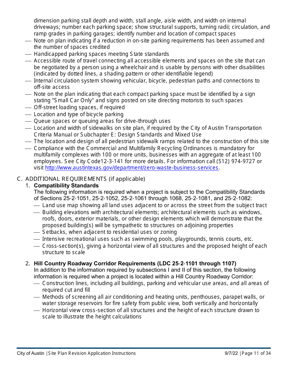 Instructions for Site Plan Revision Application - Consolidated / Non-consolidated - City of Austin, Texas, Page 11