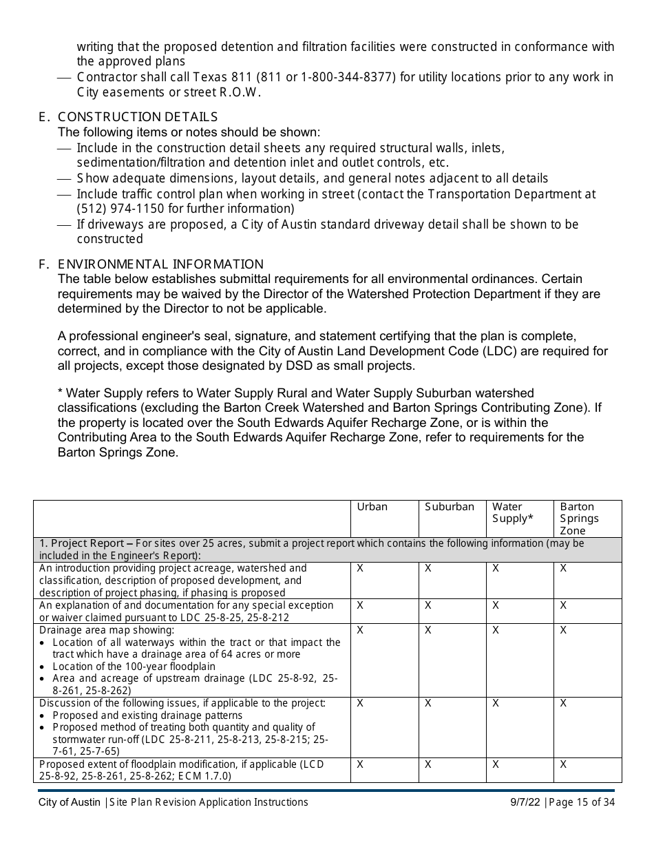 Instructions for Site Plan Revision Application - Consolidated / Non-consolidated - City of Austin, Texas, Page 15