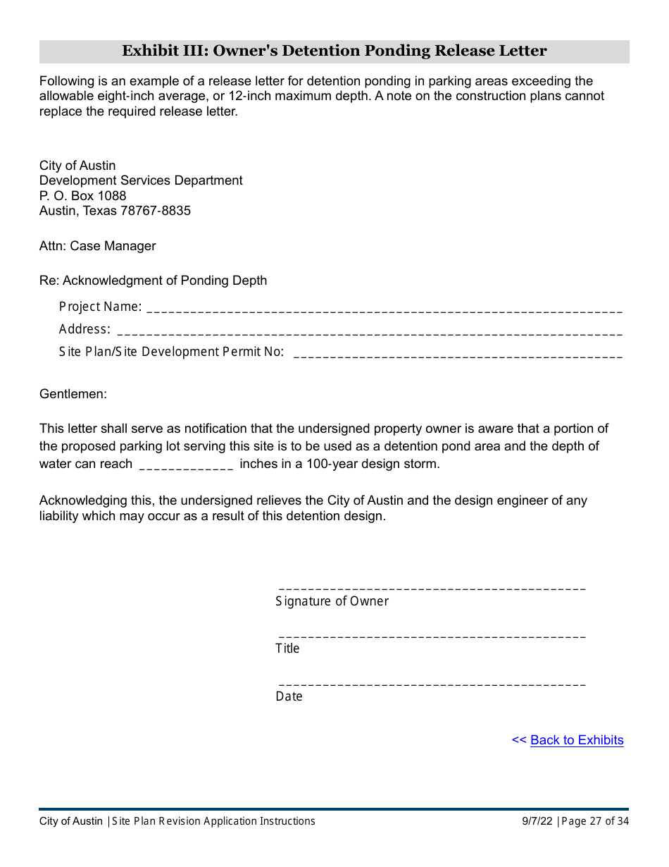 Instructions for Site Plan Revision Application - Consolidated / Non-consolidated - City of Austin, Texas, Page 27