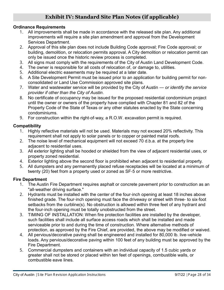 Instructions for Site Plan Revision Application - Consolidated / Non-consolidated - City of Austin, Texas, Page 28