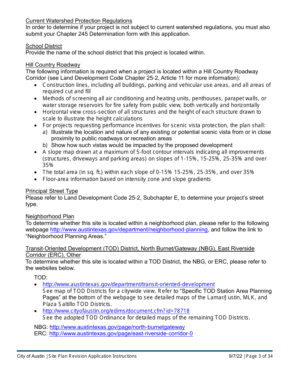 Instructions for Site Plan Revision Application - Consolidated / Non-consolidated - City of Austin, Texas, Page 3