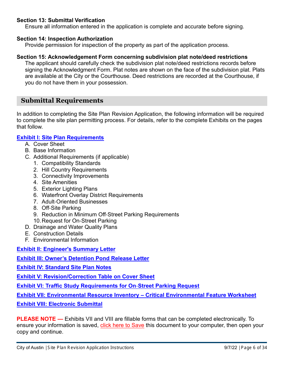 Instructions for Site Plan Revision Application - Consolidated / Non-consolidated - City of Austin, Texas, Page 6