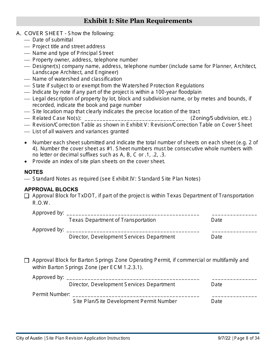 Instructions for Site Plan Revision Application - Consolidated / Non-consolidated - City of Austin, Texas, Page 8