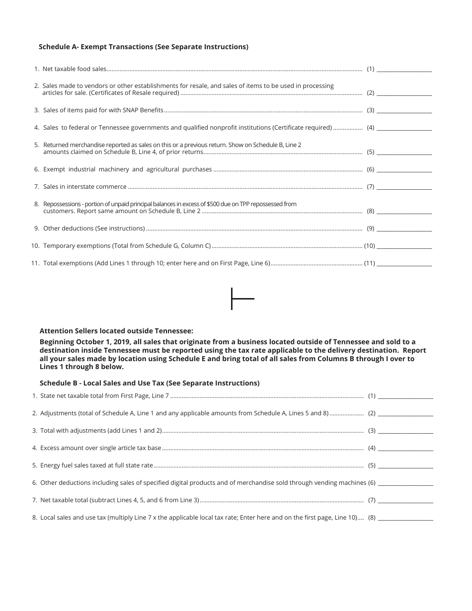 Form SLS450 (RV-R0012001) State and Local Sales and Use Tax Return - Tennessee, Page 2