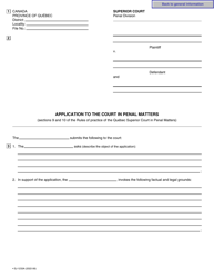 Form SJ-1233A Application to the Court in Penal Matters - Quebec, Canada, Page 3