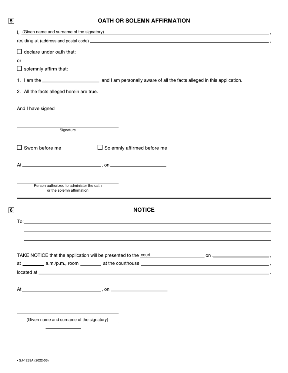 Form SJ-1233A - Fill Out, Sign Online and Download Fillable PDF, Quebec ...