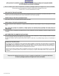 Form SJ-1245A Application to Contest a Prior Notice of Destruction of Tobacco Packages Seized by the Agence Du Revenu Du Quebec - Quebec, Canada, Page 2
