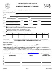 DNR Form 542-1215 Redemption Center Application Form - Iowa