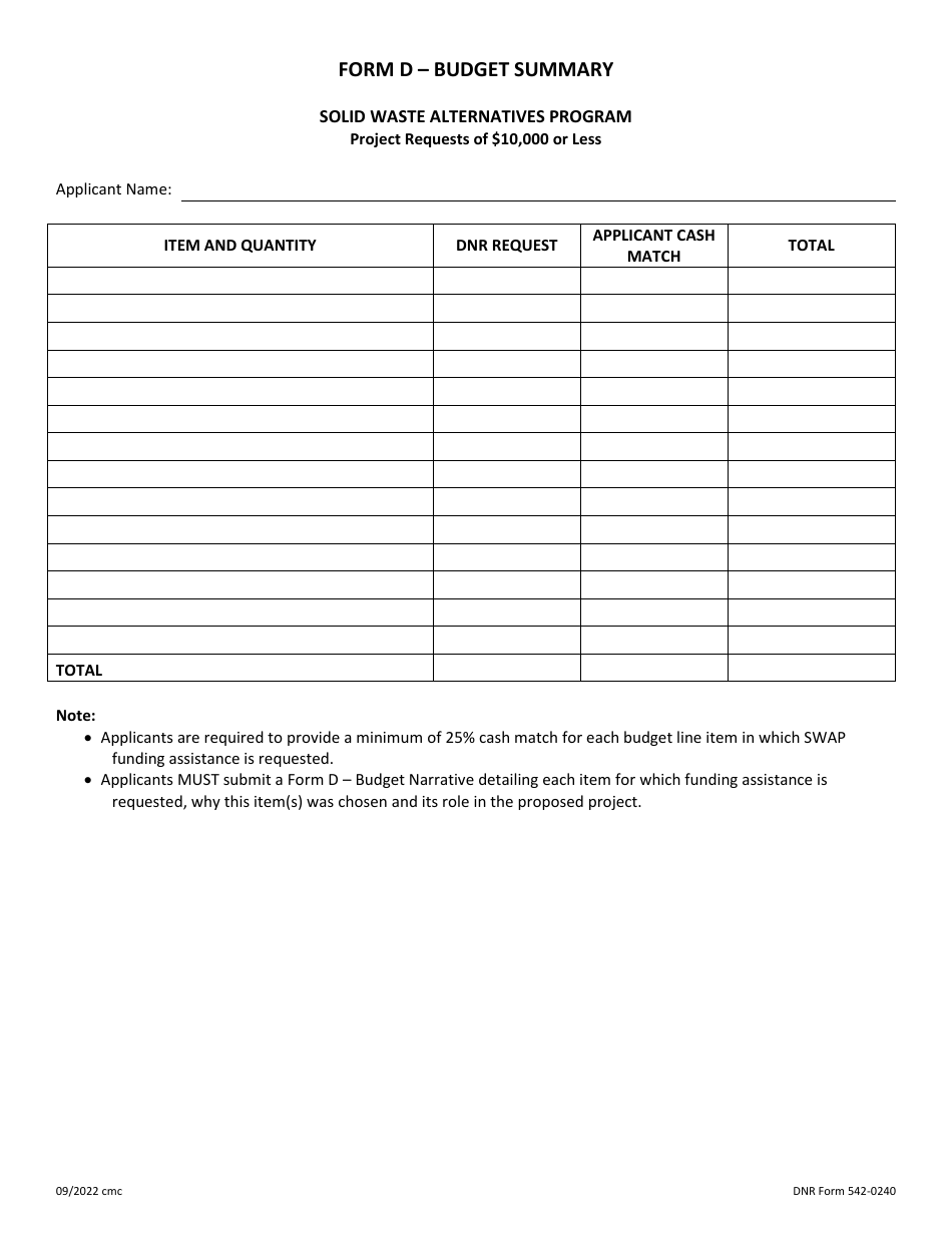 DNR Form 542-0240 Swap Application - Project Requests of $10,000 or Less - Iowa, Page 4