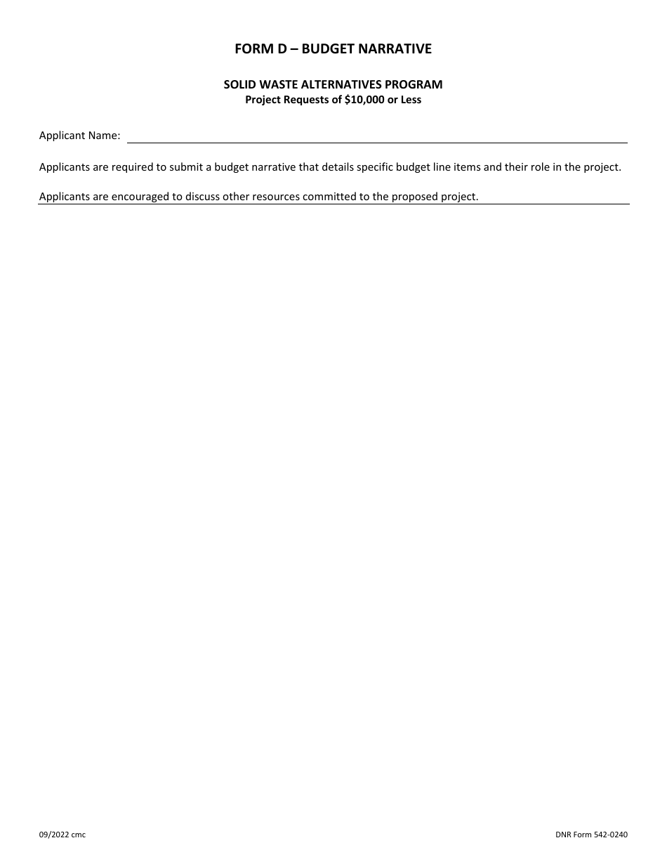 DNR Form 542-0240 Swap Application - Project Requests of $10,000 or Less - Iowa, Page 5