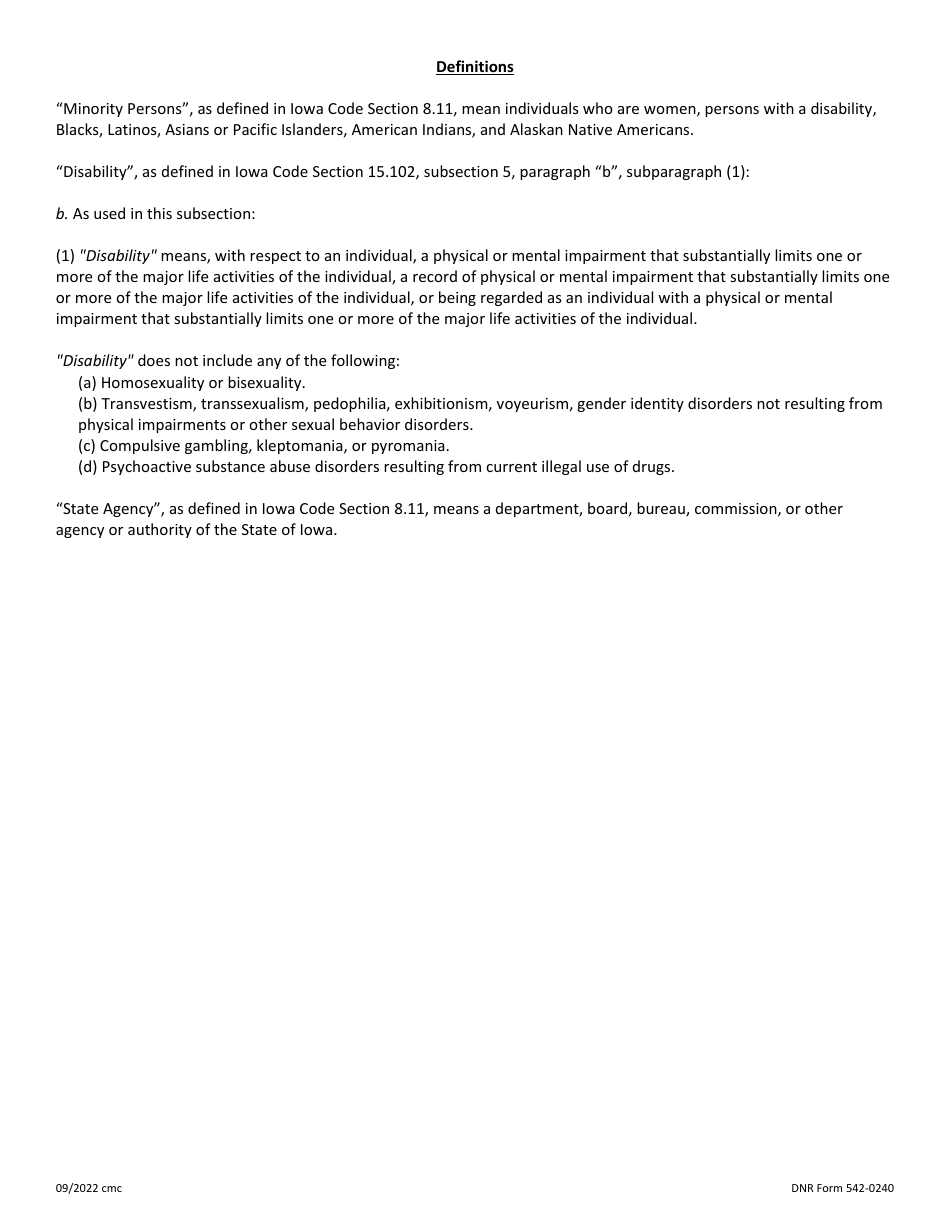 DNR Form 542-0240 Swap Application - Project Requests of $10,000 or Less - Iowa, Page 8