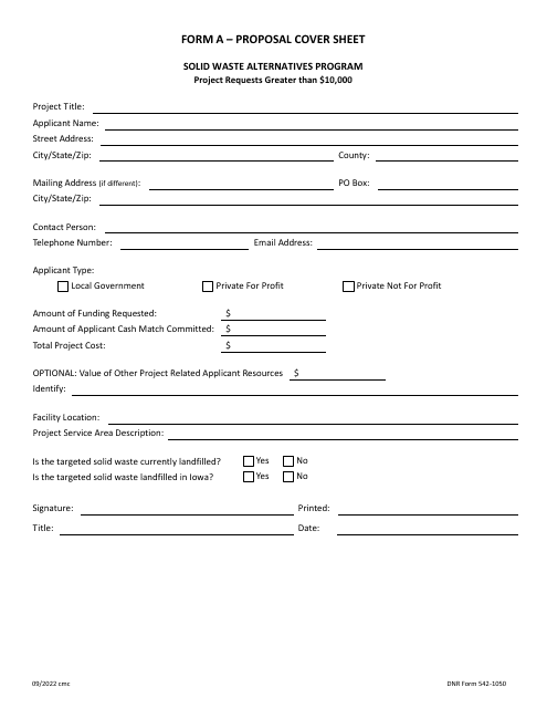 DNR Form 542-1050  Printable Pdf