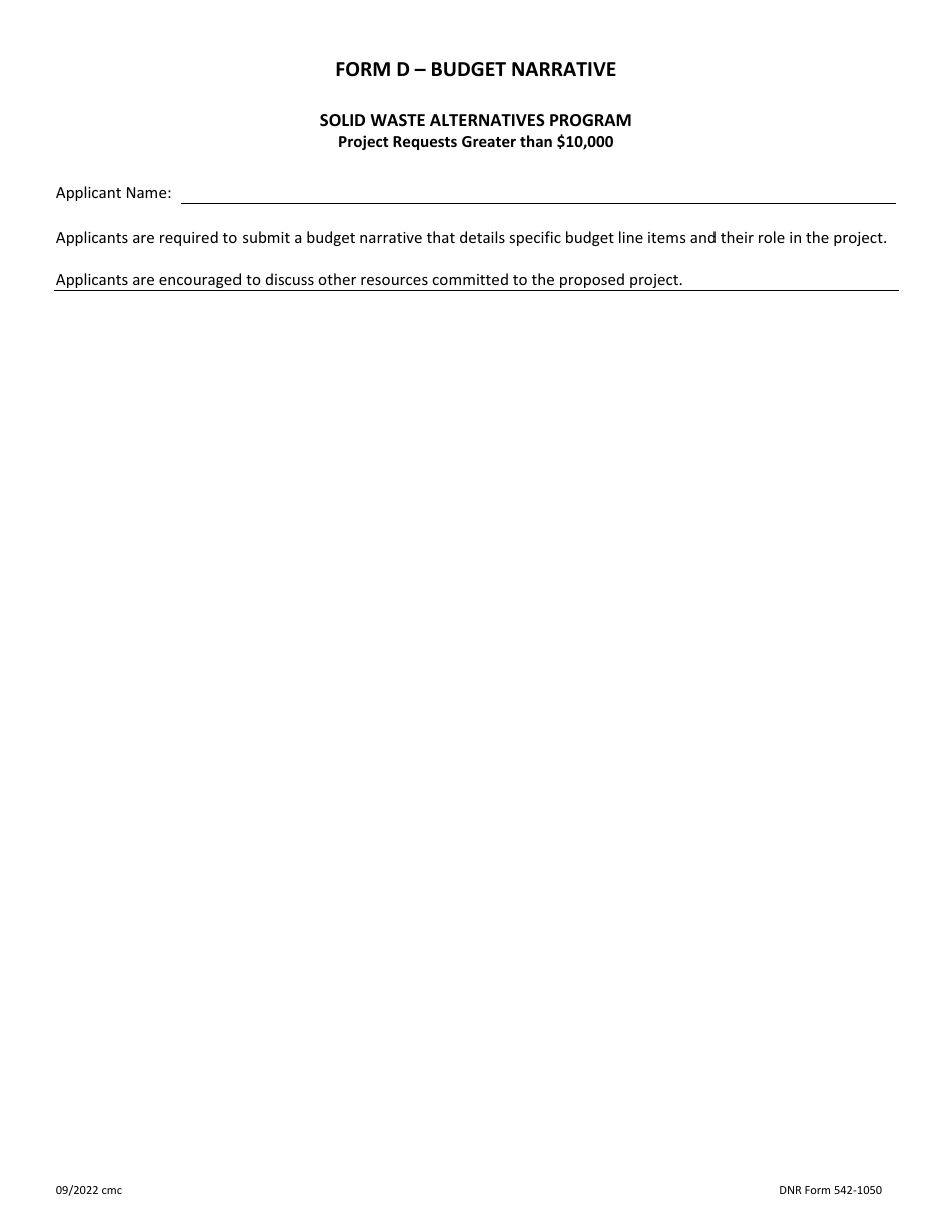 DNR Form 542-1050 Swap Grant Application - Project Requests Greater Than $10,000 - Iowa, Page 5