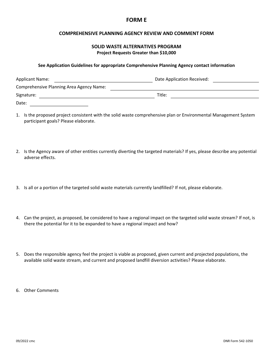 DNR Form 542-1050 Swap Grant Application - Project Requests Greater Than $10,000 - Iowa, Page 6