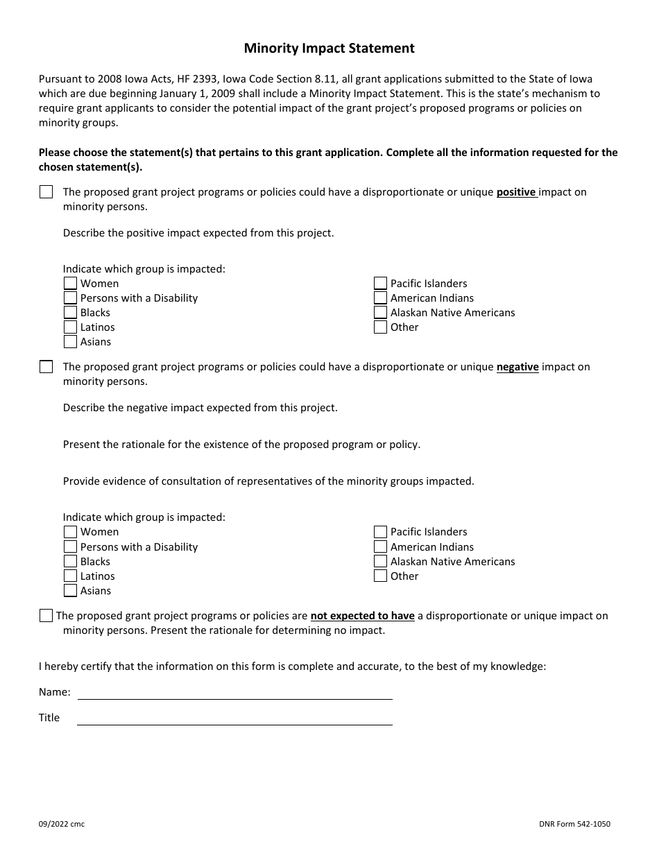 DNR Form 542-1050 Swap Grant Application - Project Requests Greater Than $10,000 - Iowa, Page 7