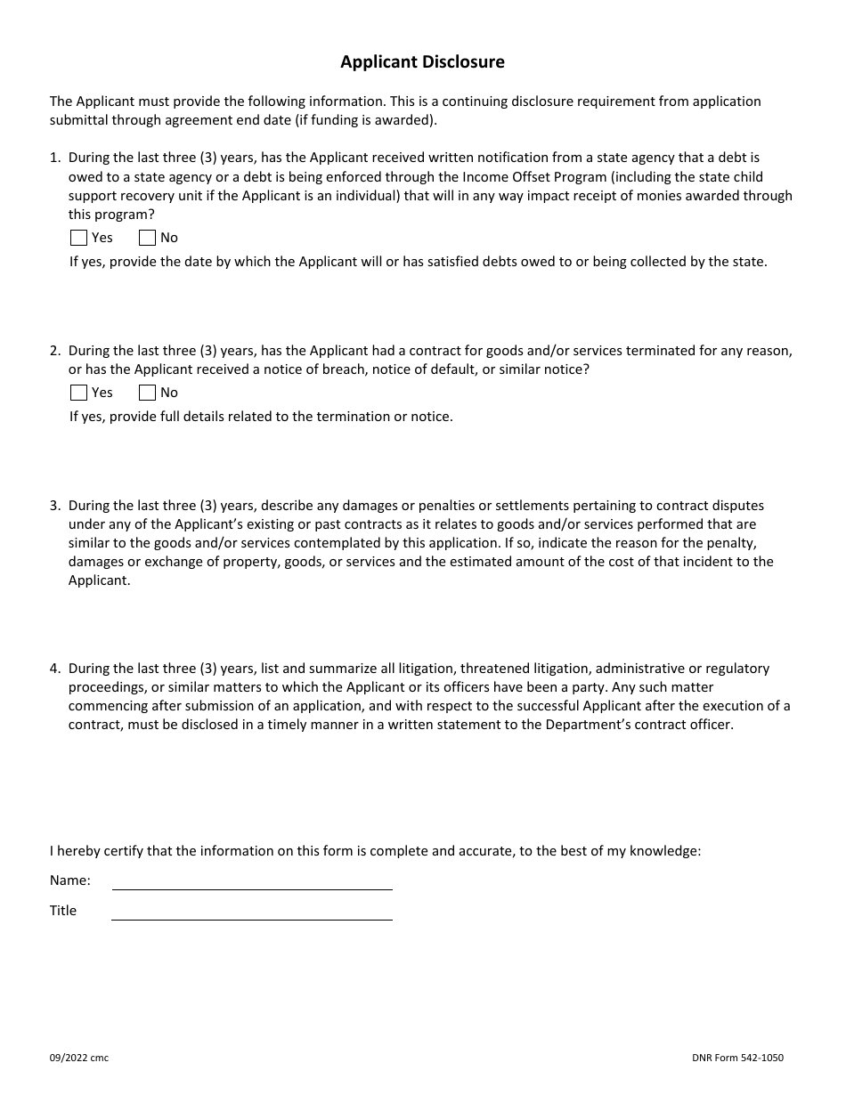 DNR Form 542-1050 Swap Grant Application - Project Requests Greater Than $10,000 - Iowa, Page 9