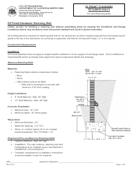 Document preview: Form PB_013_F Ez Permit Standards - Retaining Walls - City of Philadelphia, Pennsylvania