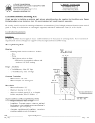 Form PB_013_F Ez Permit Standards - Retaining Walls - City of Philadelphia, Pennsylvania