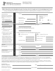 Document preview: Mixed-Income Neighborhoods Overlay District Applicant Acknowledgement Form - City of Philadelphia, Pennsylvania