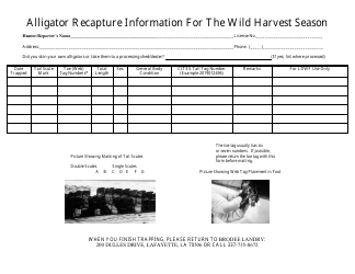 Alligator Recapture Information for the Wild Harvest Season - Louisiana, Page 2