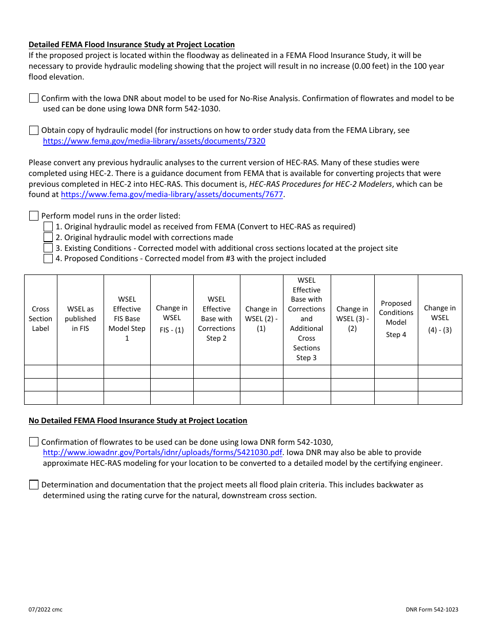 DNR Form 542-1023 Bridge and Road Embankments - Flood Plain Management Program - Iowa, Page 3
