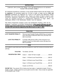 Form MVD-10003 Application for Vessel Title and Registration - New Mexico, Page 2