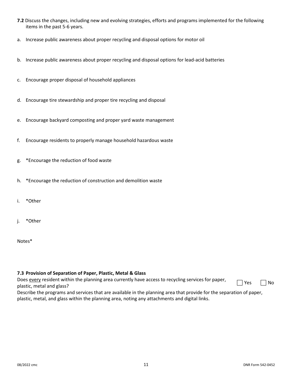 DNR Form 542-0452 Iowa Solid Waste Comprehensive Planning Plan Update Form - Iowa, Page 11