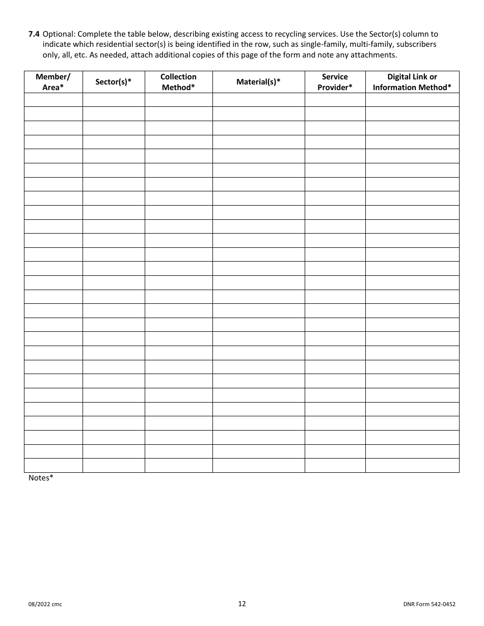 DNR Form 542-0452 Iowa Solid Waste Comprehensive Planning Plan Update Form - Iowa, Page 12