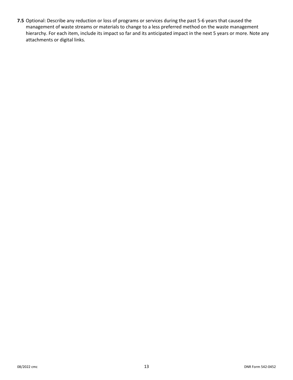 DNR Form 542-0452 Iowa Solid Waste Comprehensive Planning Plan Update Form - Iowa, Page 13