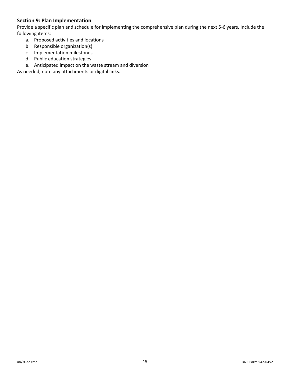DNR Form 542-0452 Iowa Solid Waste Comprehensive Planning Plan Update Form - Iowa, Page 15