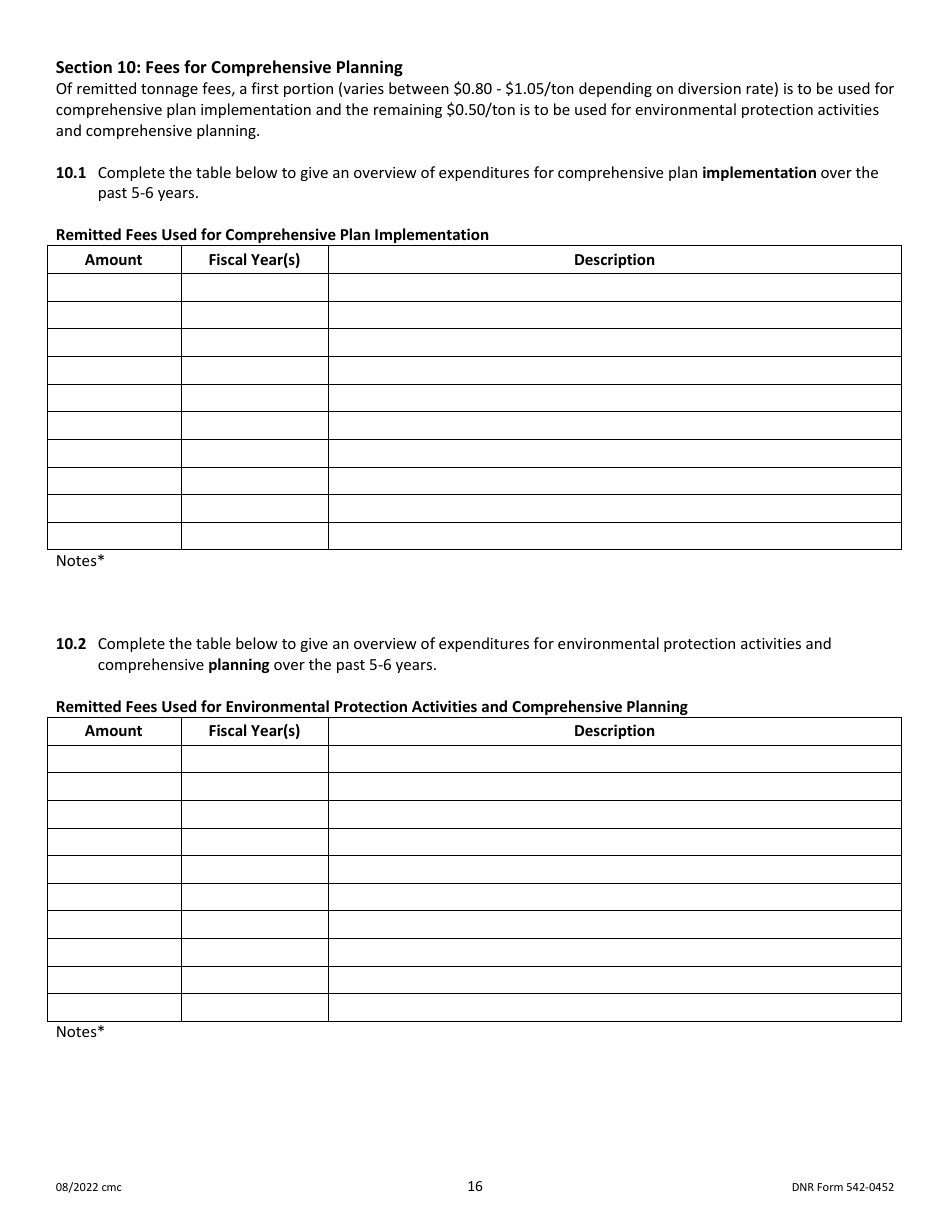 DNR Form 542-0452 Iowa Solid Waste Comprehensive Planning Plan Update Form - Iowa, Page 16