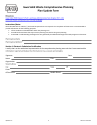 DNR Form 542-0452 Iowa Solid Waste Comprehensive Planning Plan Update Form - Iowa