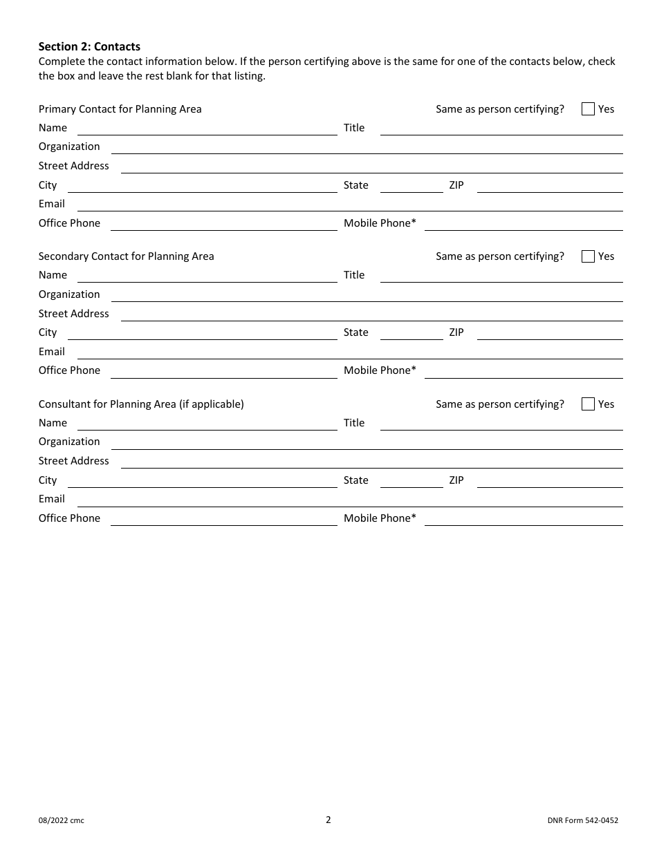 DNR Form 542-0452 Iowa Solid Waste Comprehensive Planning Plan Update Form - Iowa, Page 2