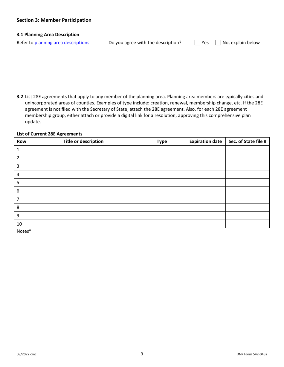 DNR Form 542-0452 Iowa Solid Waste Comprehensive Planning Plan Update Form - Iowa, Page 3